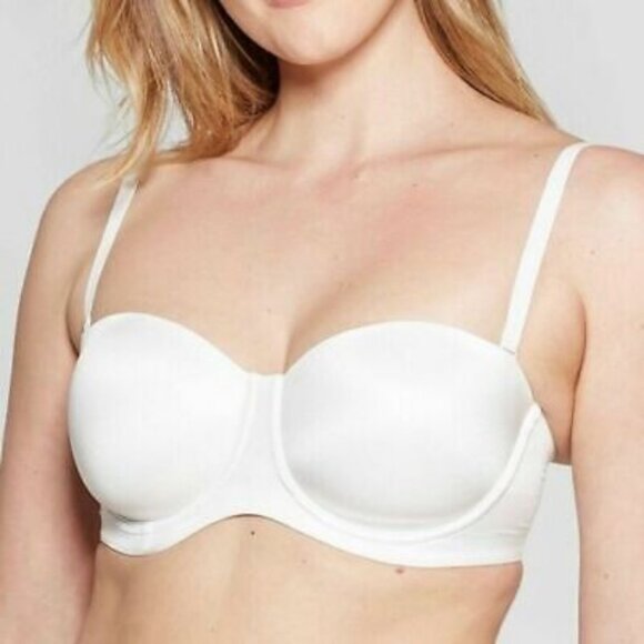 Auden Lightly Lined Straps or Strapless Underwire Bra Off White 32D - Picture 1 of 16